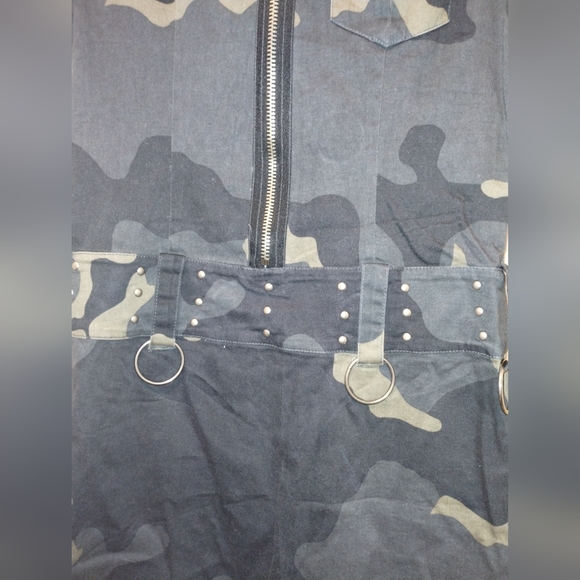 GOTH CAMO ILLIG BRAND MILITARY MINI DRESS SIZE L - Picture 6 of 11